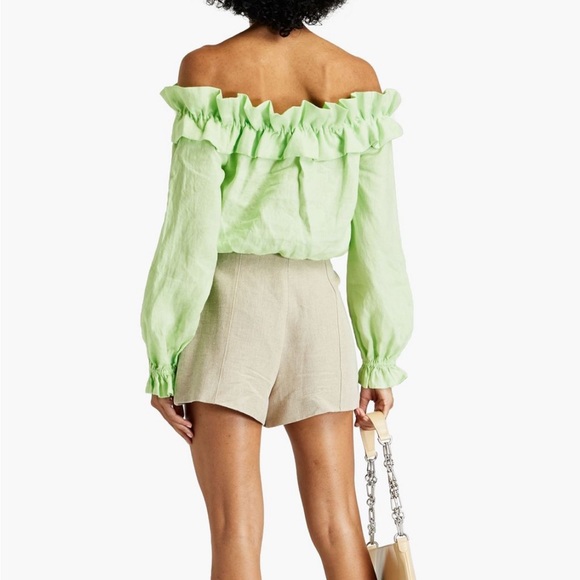 Cala Off-The-Shoulder Linen Top - Neo Mint - Picture 5 of 6